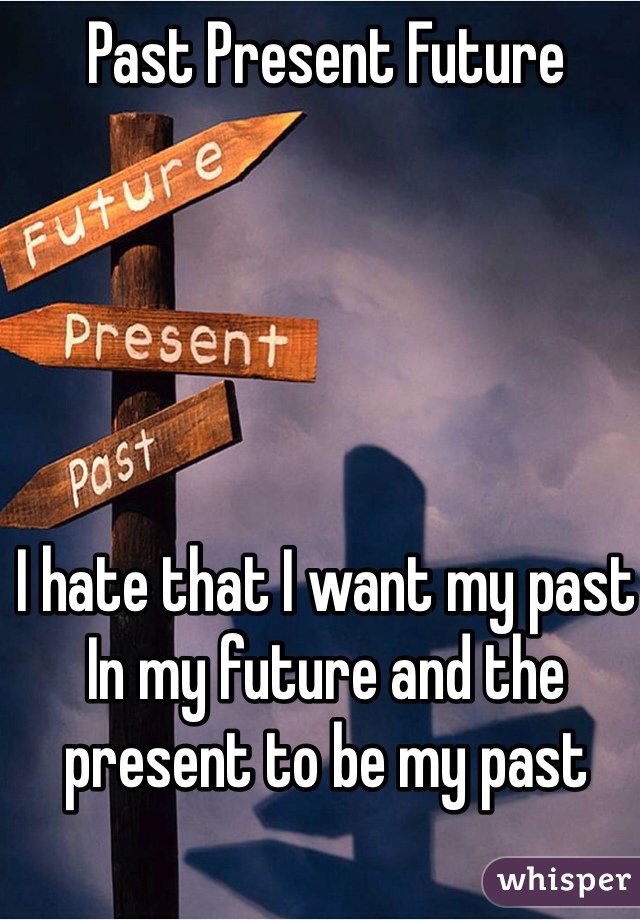 Past Present Future





I hate that I want my past 
In my future and the present to be my past 