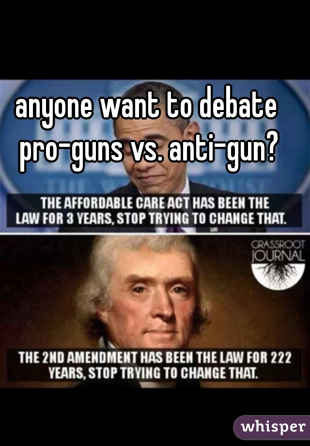 anyone want to debate pro-guns vs. anti-gun?