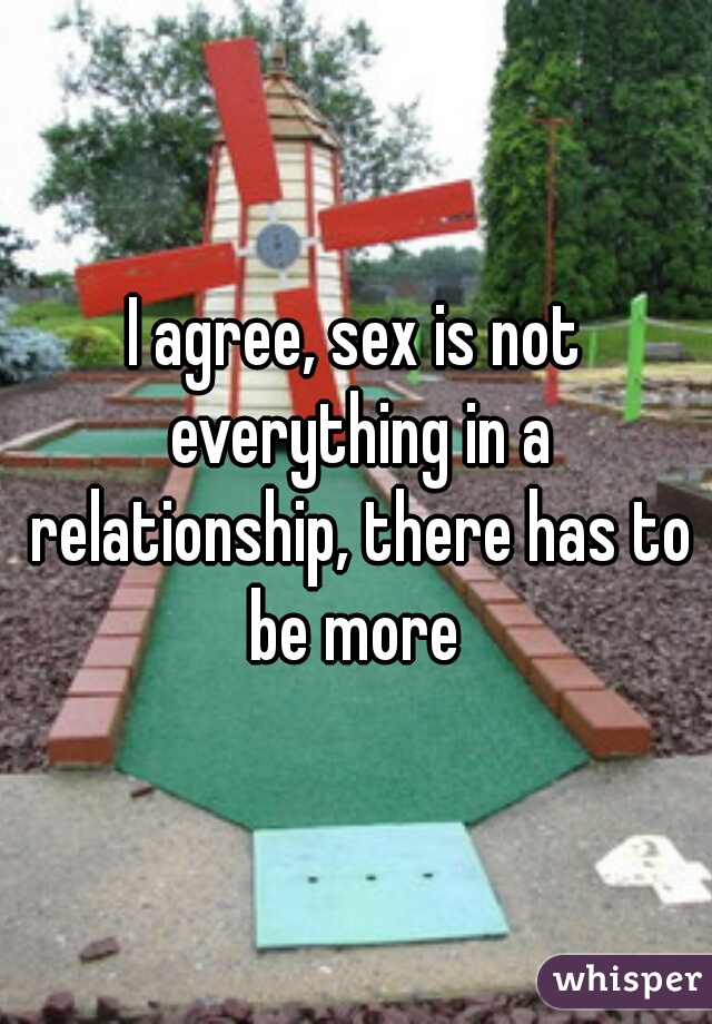 I agree, sex is not everything in a relationship, there has to be more 