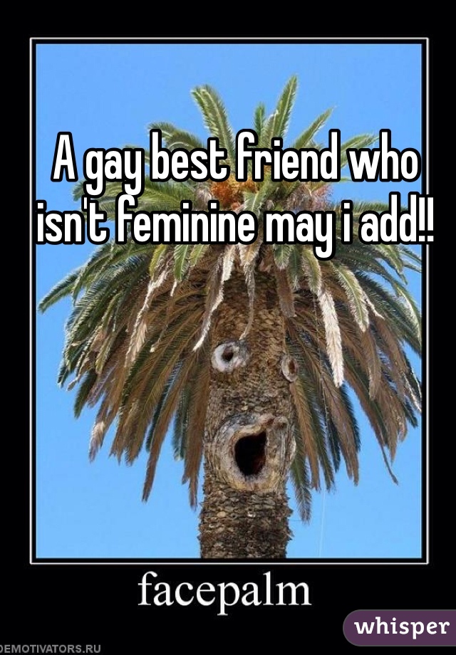 A gay best friend who isn't feminine may i add!!
