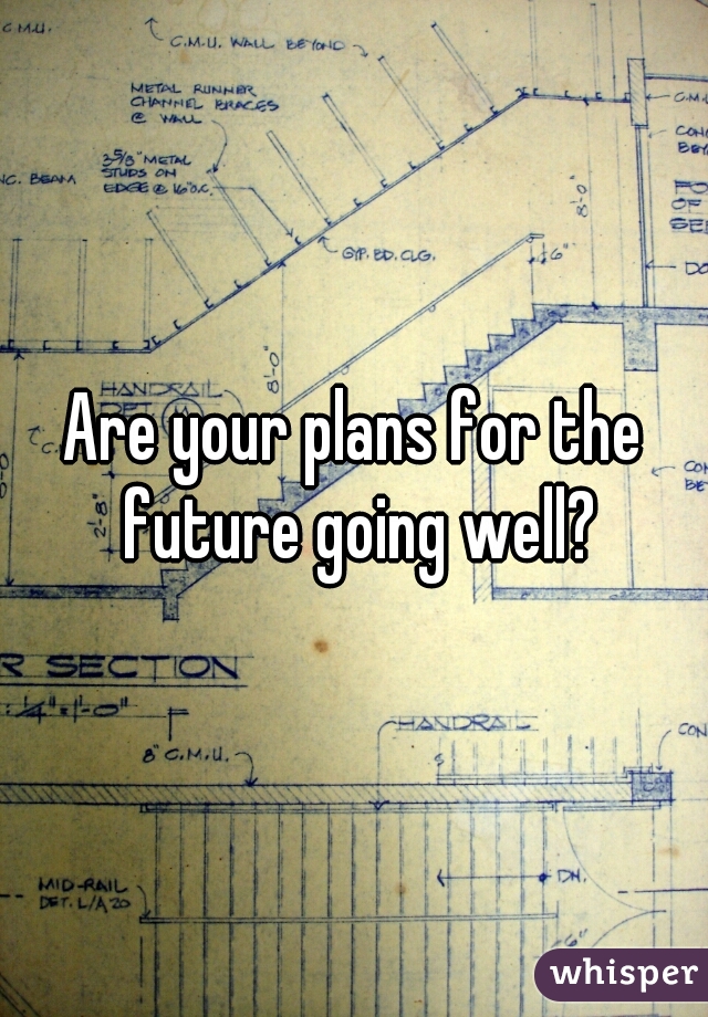 Are your plans for the future going well?