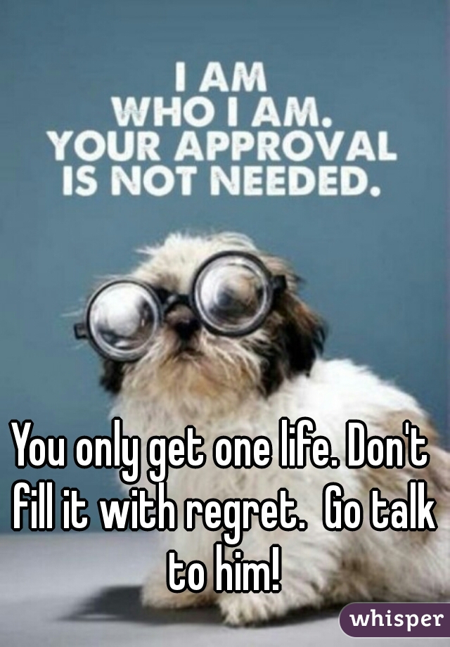 You only get one life. Don't fill it with regret.  Go talk to him!