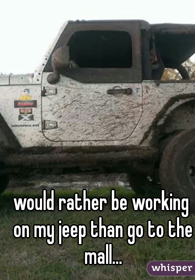 would rather be working on my jeep than go to the mall...
