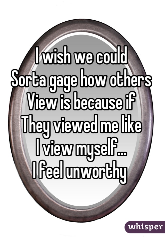 I wish we could 
Sorta gage how others
View is because if
They viewed me like
I view myself... 
I feel unworthy 