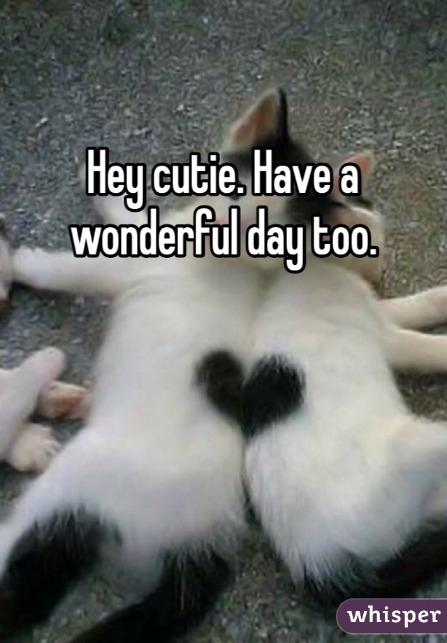 Hey cutie. Have a wonderful day too. 