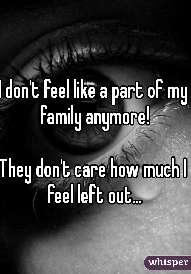 I don't feel like a part of my family anymore!
  
They don't care how much I feel left out...