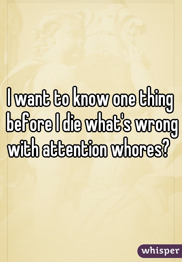 I want to know one thing before I die what's wrong with attention whores?  