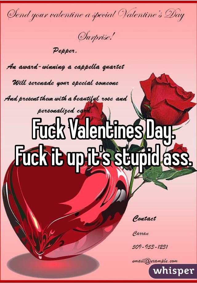 Fuck Valentines Day. 
Fuck it up it's stupid ass. 