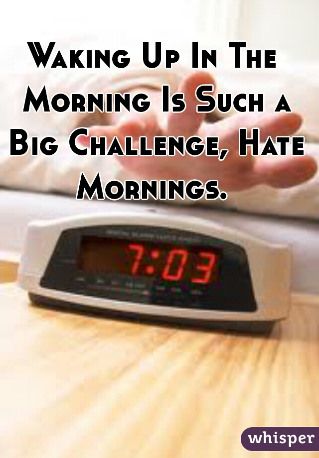 Waking Up In The Morning Is Such a Big Challenge, Hate Mornings. 