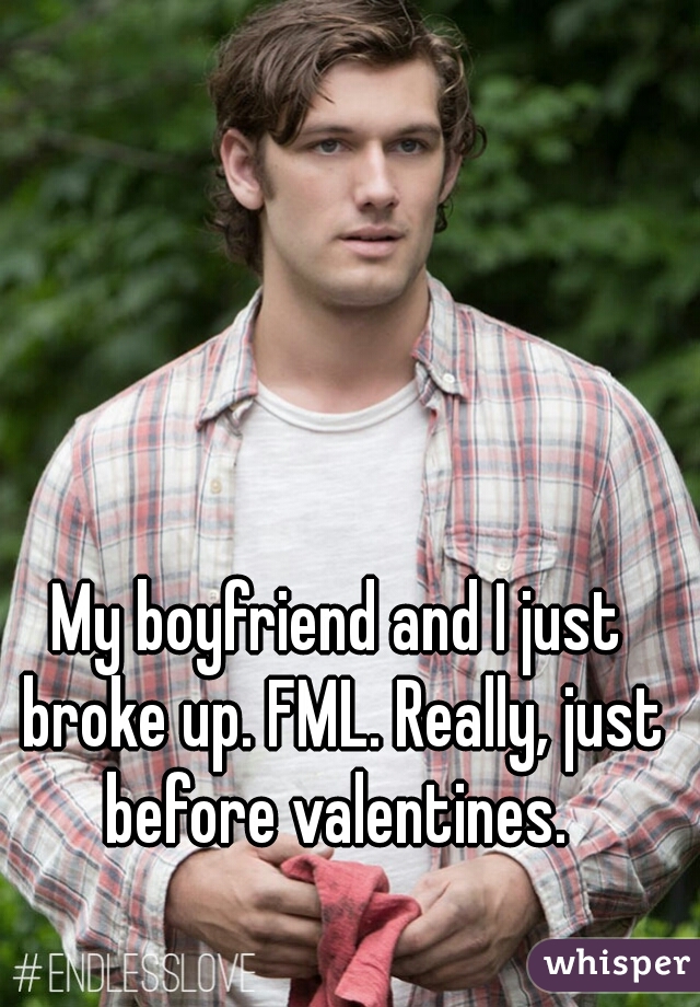 My boyfriend and I just broke up. FML. Really, just before valentines. 