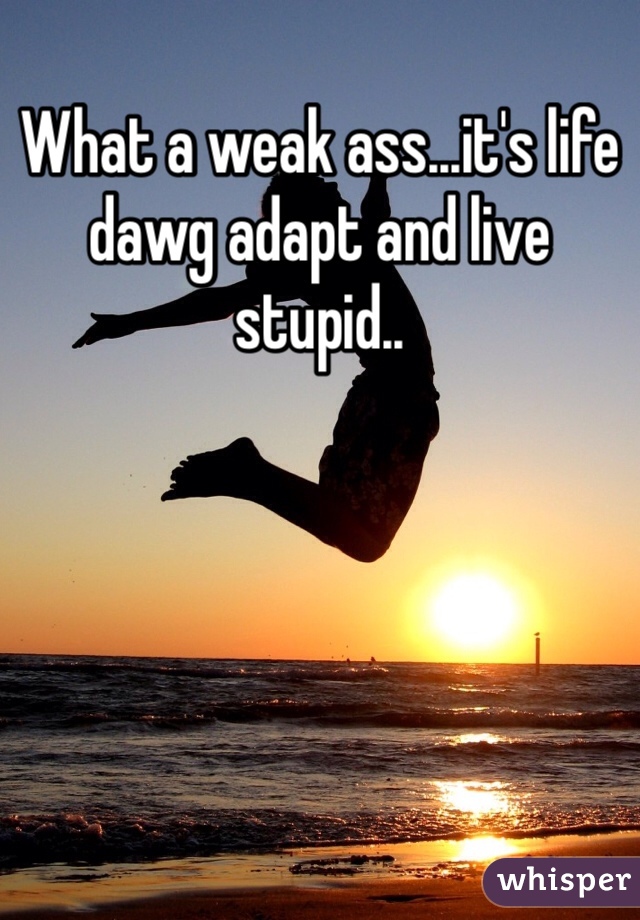 What a weak ass...it's life dawg adapt and live stupid..