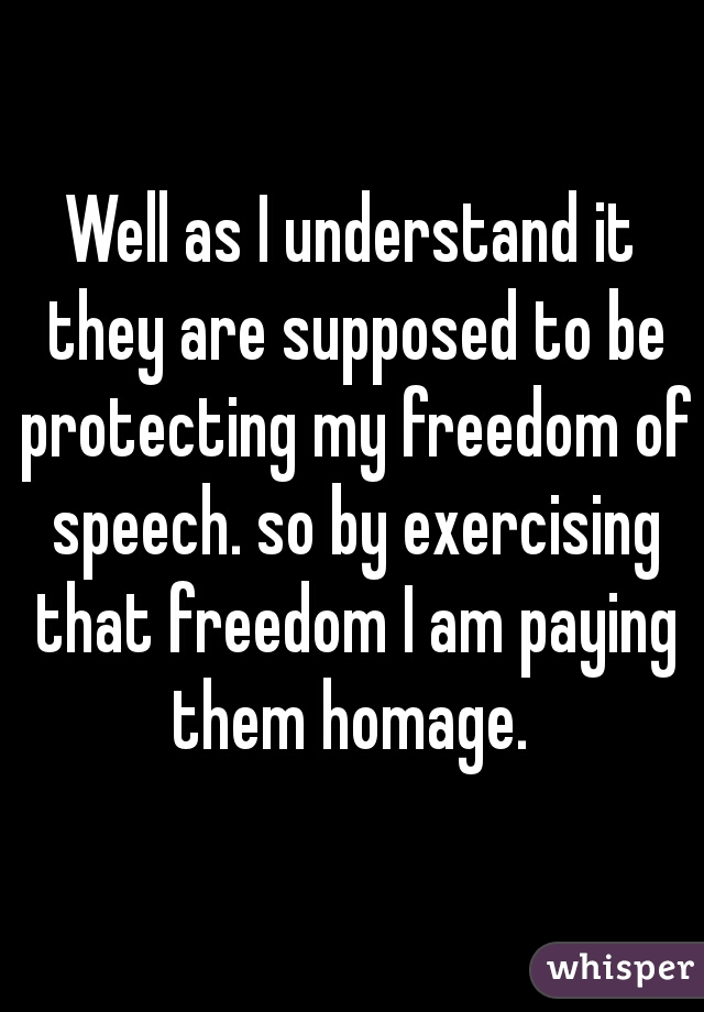 Well as I understand it they are supposed to be protecting my freedom of speech. so by exercising that freedom I am paying them homage. 