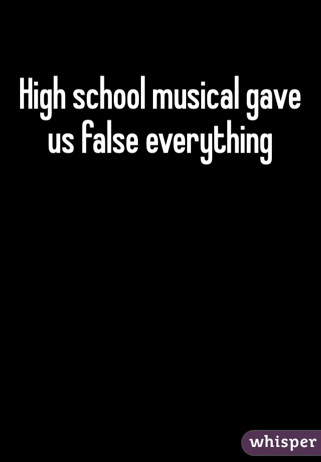 High school musical gave us false everything 