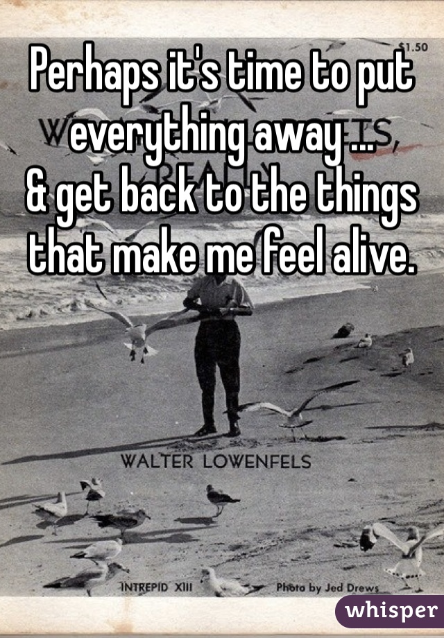 Perhaps it's time to put everything away ...
& get back to the things that make me feel alive.