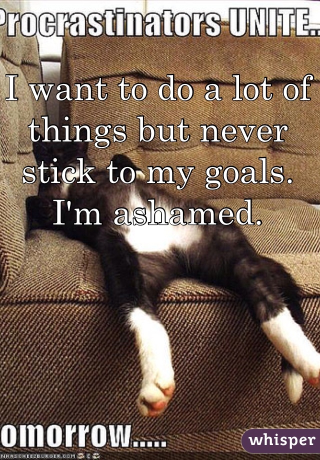 I want to do a lot of things but never stick to my goals. I'm ashamed.
