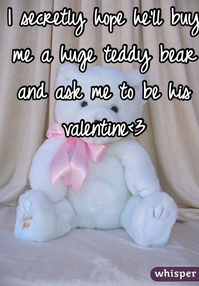 I secretly hope he'll buy me a huge teddy bear and ask me to be his valentine<3