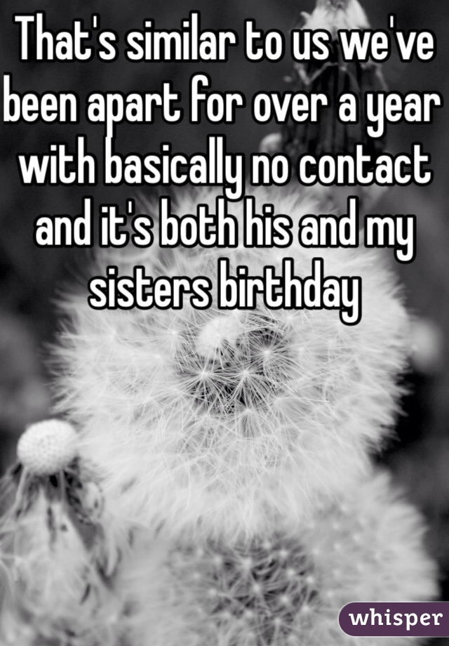 That's similar to us we've been apart for over a year with basically no contact and it's both his and my sisters birthday 