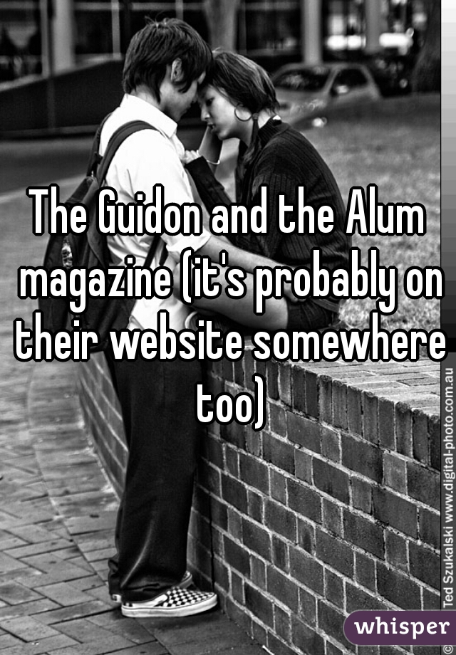 The Guidon and the Alum magazine (it's probably on their website somewhere too)