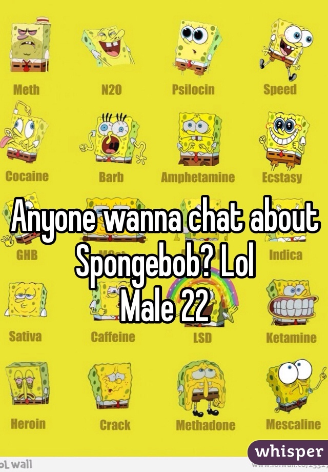 Anyone wanna chat about Spongebob? Lol
Male 22