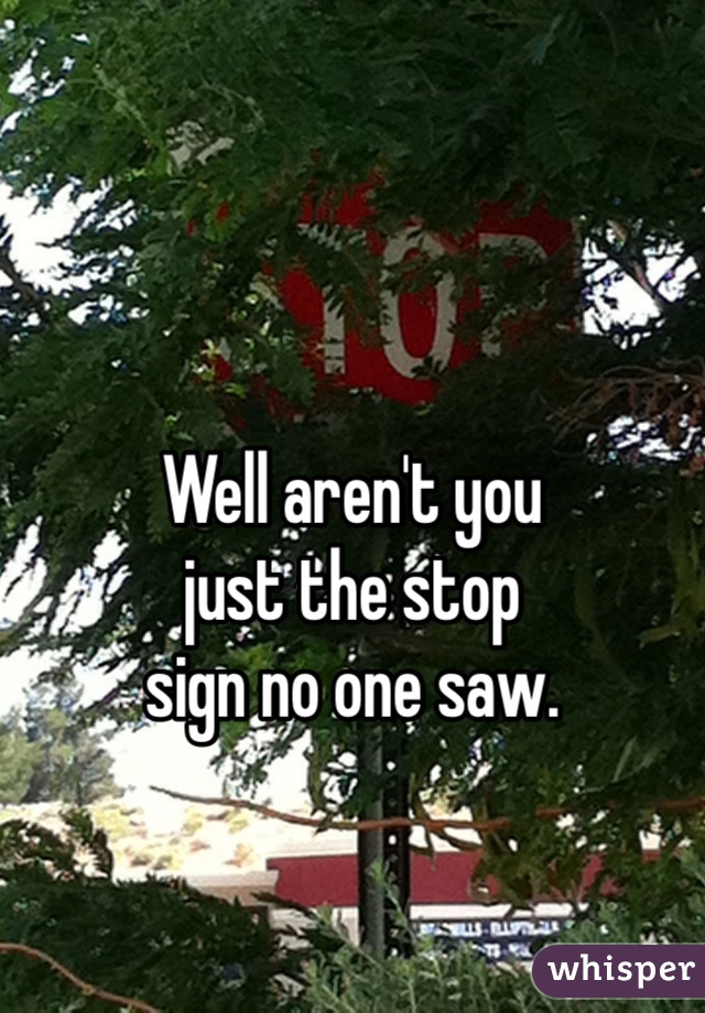 Well aren't you 
just the stop 
sign no one saw.