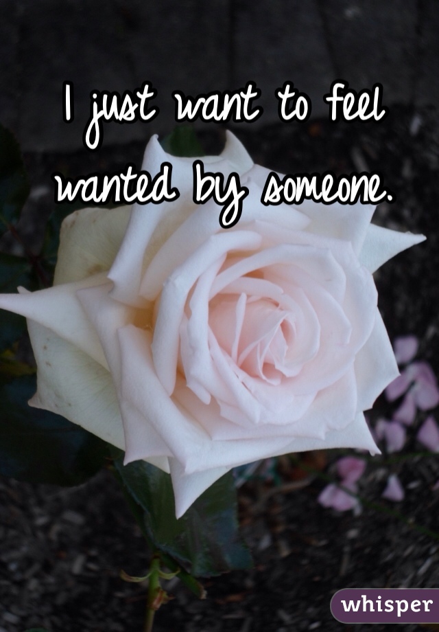 I just want to feel wanted by someone. 
