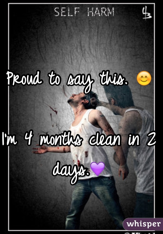 Proud to say this. 😊

I'm 4 months clean in 2 days.💜