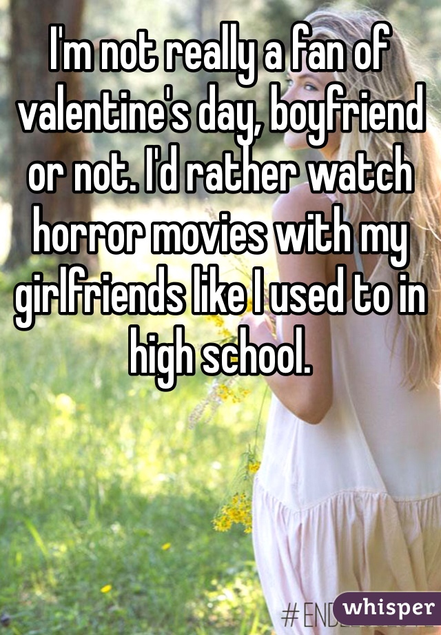 I'm not really a fan of valentine's day, boyfriend or not. I'd rather watch horror movies with my girlfriends like I used to in high school.