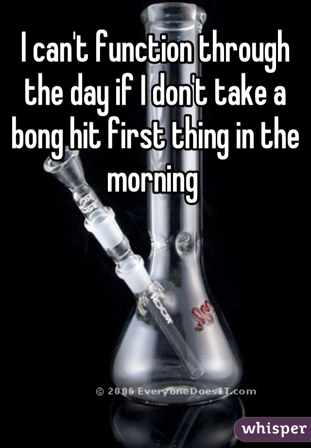 I can't function through the day if I don't take a bong hit first thing in the morning 