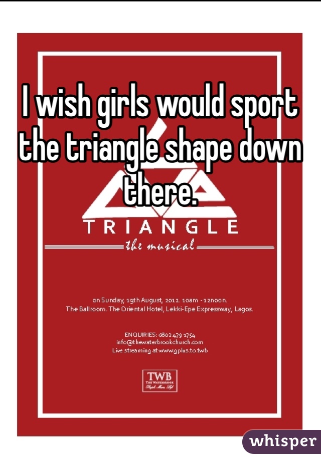 I wish girls would sport the triangle shape down there. 