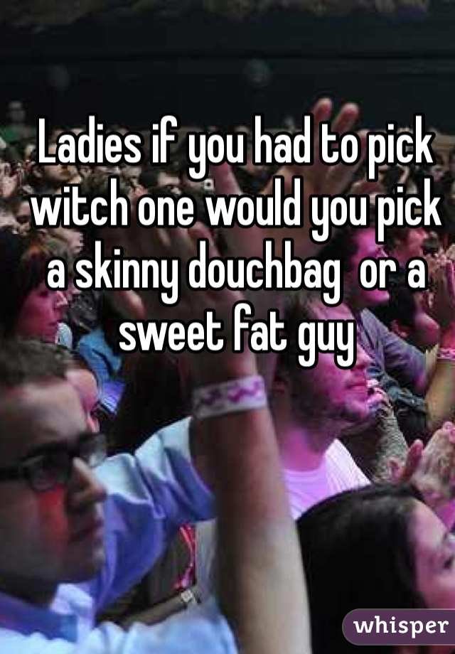 Ladies if you had to pick witch one would you pick a skinny douchbag  or a sweet fat guy