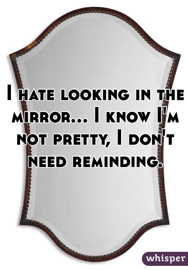 I hate looking in the mirror... I know I'm not pretty, I don't need reminding. 