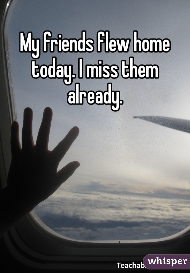 My friends flew home today. I miss them already.  