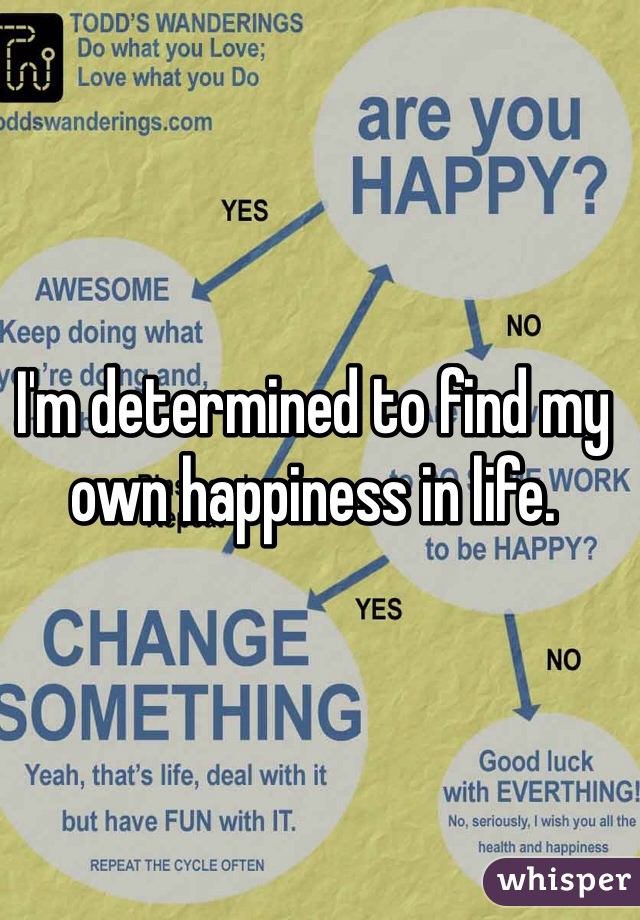 I'm determined to find my own happiness in life. 