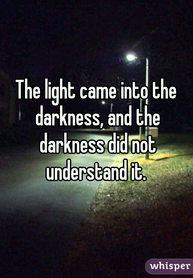 The light came into the darkness, and the darkness did not understand it. 
