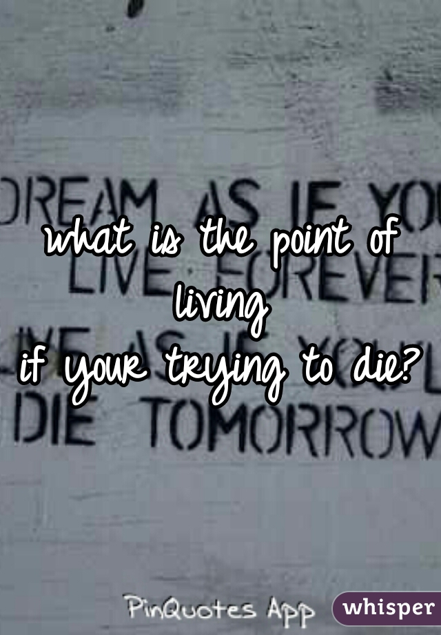 what is the point of living 
if your trying to die?