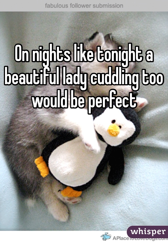 On nights like tonight a beautiful lady cuddling too would be perfect
