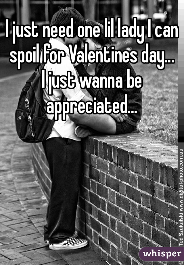 I just need one lil lady I can spoil for Valentines day... 
I just wanna be appreciated...