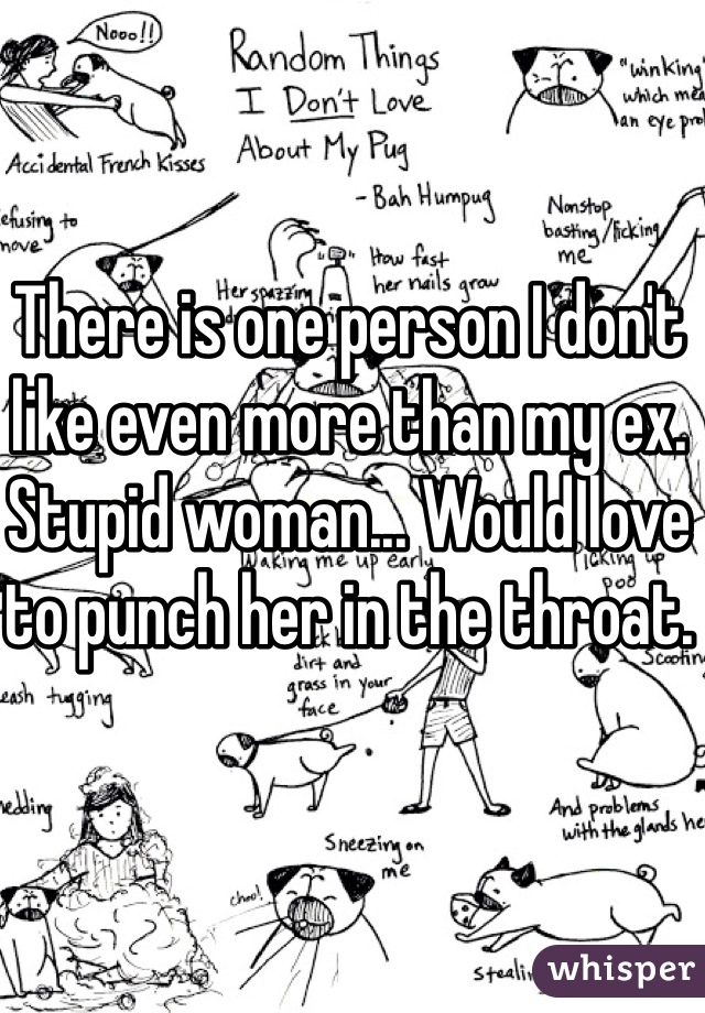 There is one person I don't like even more than my ex. Stupid woman... Would love to punch her in the throat. 