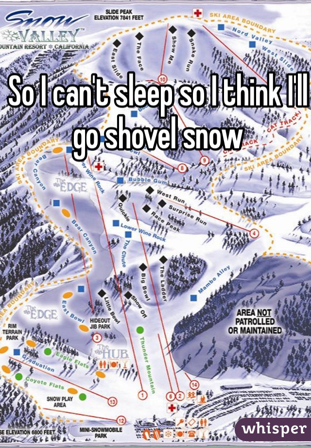 So I can't sleep so I think I'll go shovel snow 