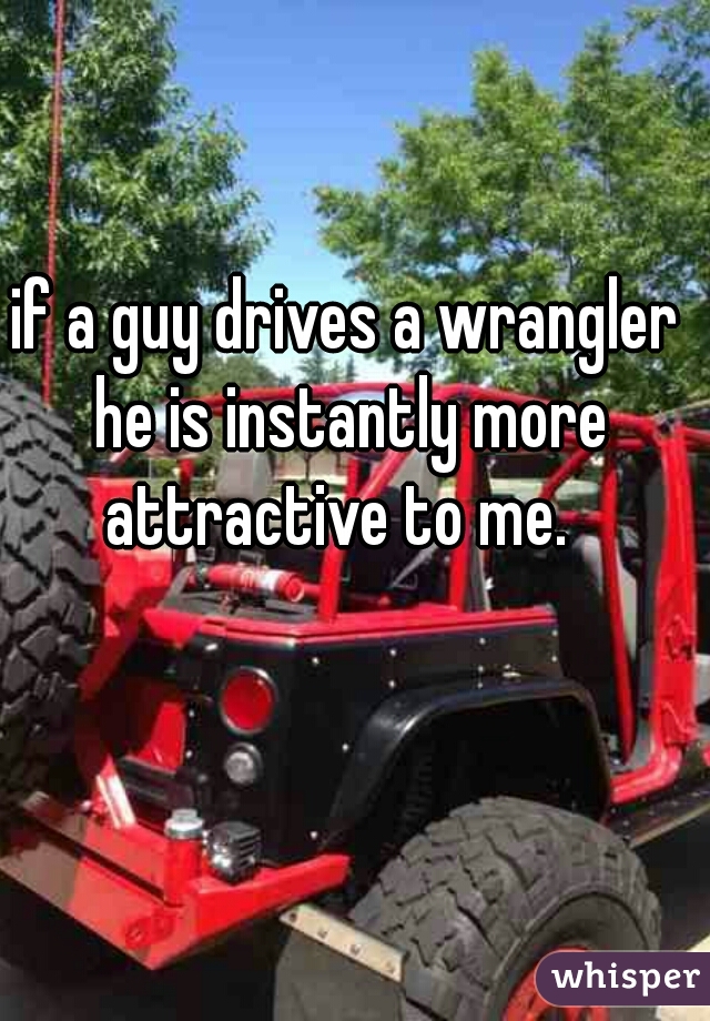 if a guy drives a wrangler he is instantly more attractive to me.  