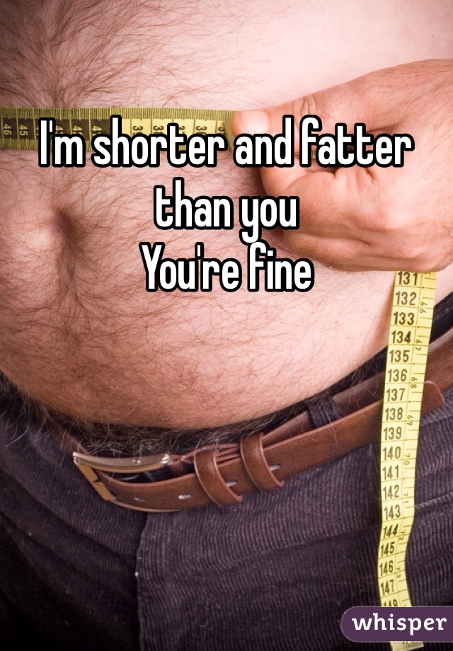 I'm shorter and fatter than you 
You're fine