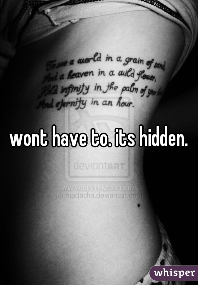 wont have to. its hidden.