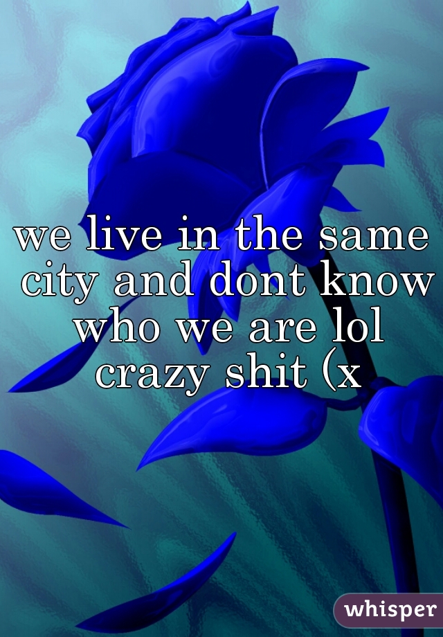 we live in the same city and dont know who we are lol crazy shit (x