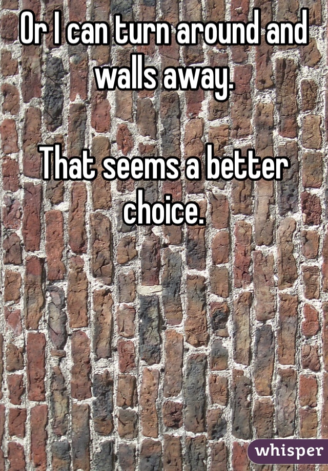 Or I can turn around and walls away.

That seems a better choice.