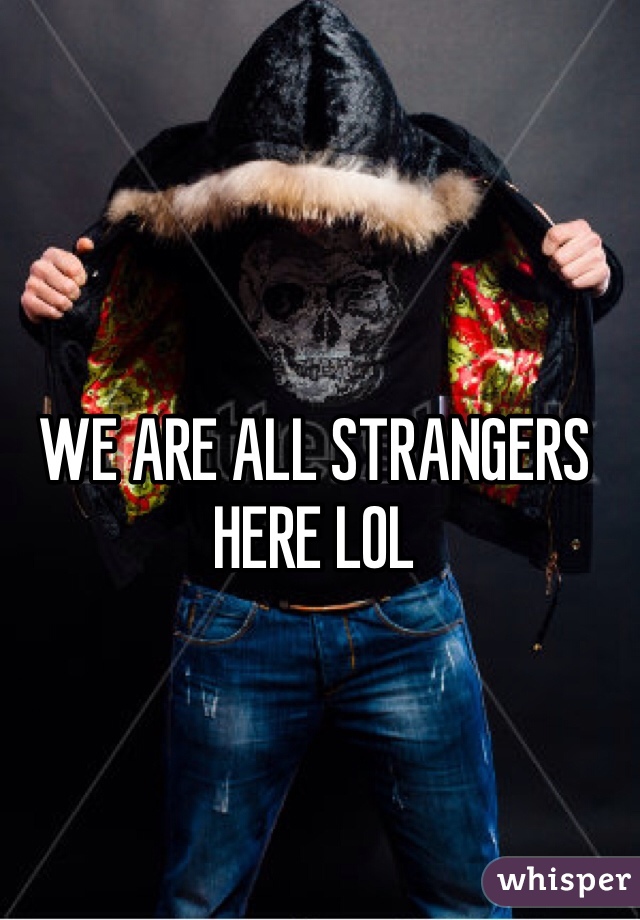 WE ARE ALL STRANGERS HERE LOL