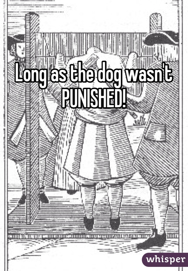 Long as the dog wasn't PUNISHED! 