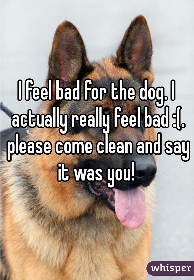 I feel bad for the dog. I actually really feel bad :(. please come clean and say it was you! 