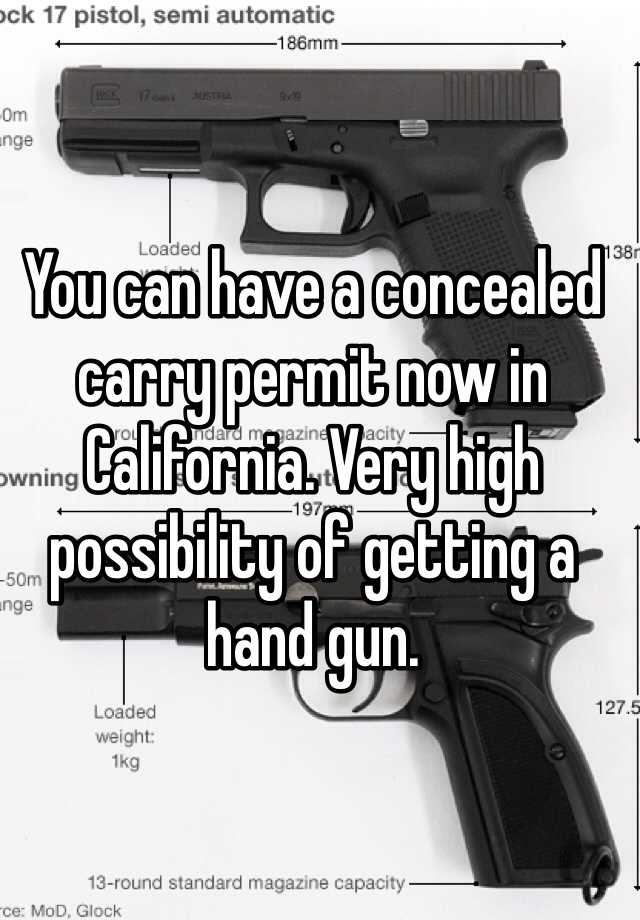 You can have a concealed carry permit now in California. Very high possibility of getting a hand gun. 