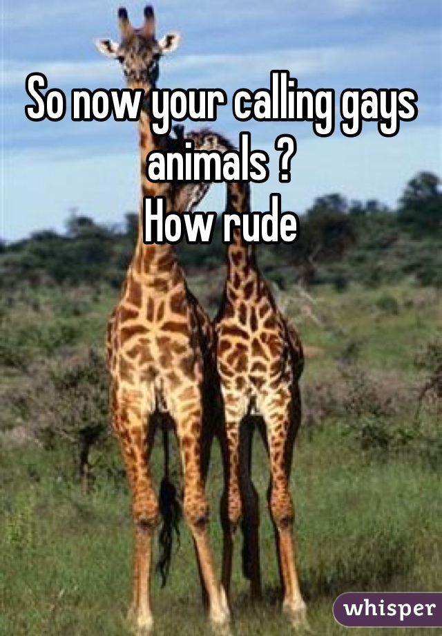 So now your calling gays animals ? 
How rude