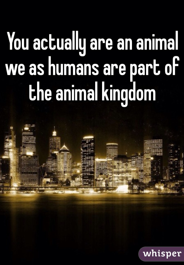 You actually are an animal we as humans are part of the animal kingdom